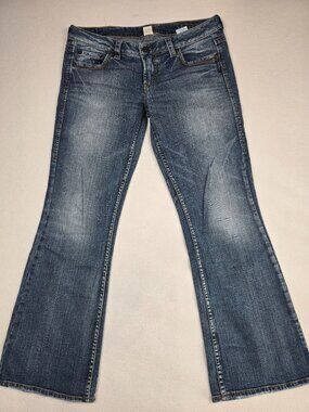 Silver Womens 31x31 Jeans Lola Bootcut Jeans Blue Denim Embroidered Pockets